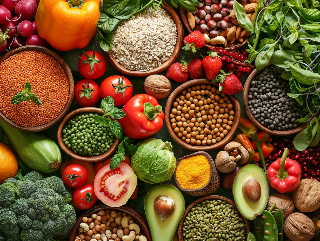 Приготування здорової їжі - кухонний стіл з інгредієнтами